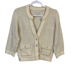 Banana Republic - Cream/Gold Button Front Sweater - L